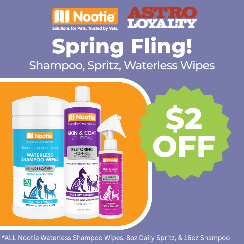 Astro | Nootie | $2.00 OFF Shampoo, Waterless Wipes, & Spritz
