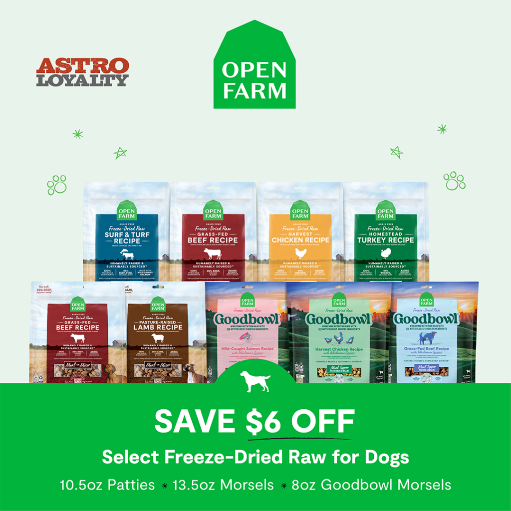Astro | Open Farm | $6.00 OFF Select Freeze-Dried Raw Morsels for Dogs