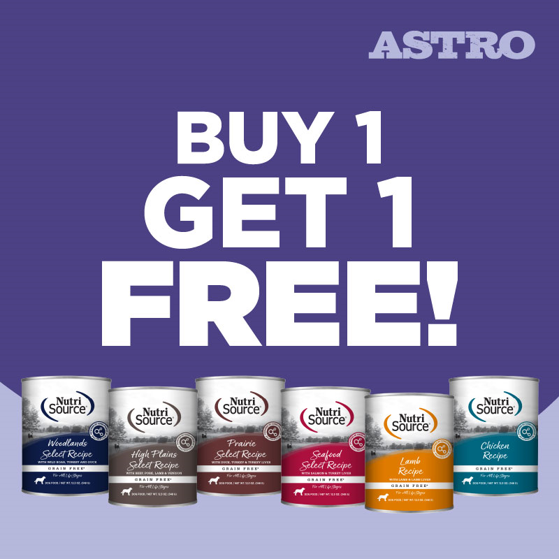 Astro | NutriSource | Buy 1, Get 1 FREE on 'Select' Grain Free Dog Cans