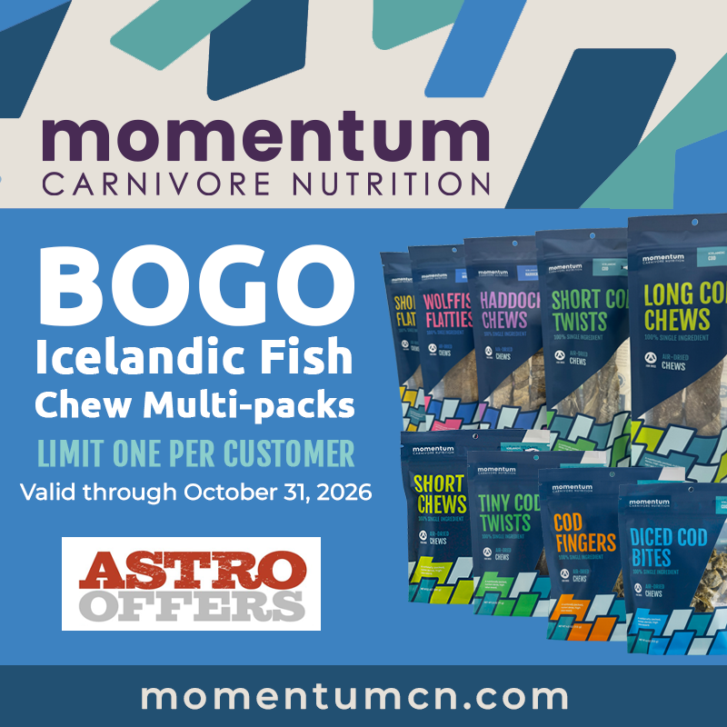 Astro | Momentum | Buy 1, Get 1 FREE on Bagged Fish Skin Chews and Treats