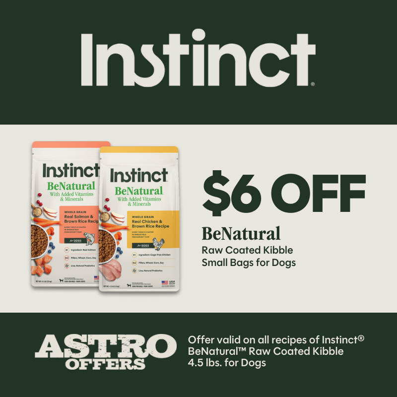Astro | Instinct | $6.00 OFF 4.5lb Be Natural Dog Kibble