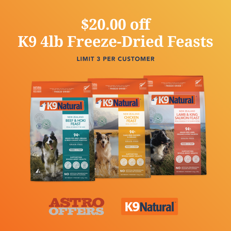 Astro | K9 Natural | $20.00 OFF 4lb Freeze-Dried Bags