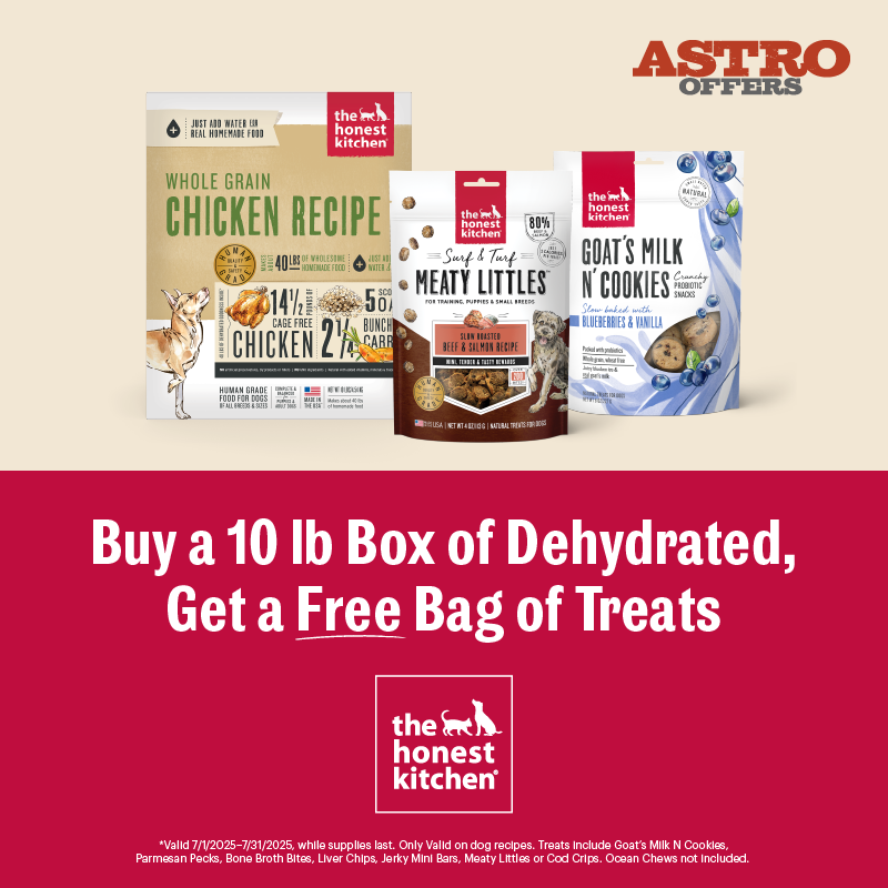 Astro | The Honest Kitchen | FREE Select Treat with Purchase of 10lb Dehydrated Dog Food
