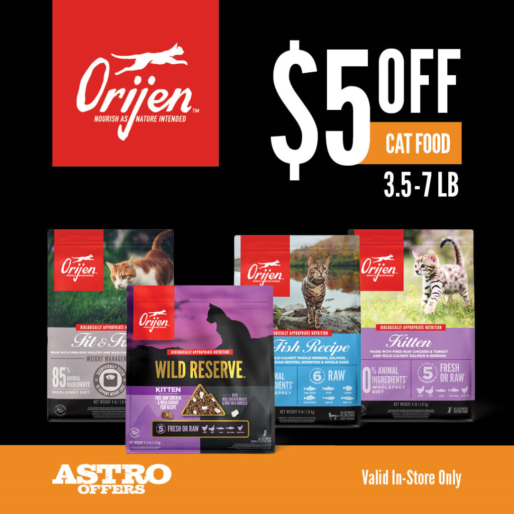 Astro | ORIJEN | $5.00 OFF Small Bags of Dry Cat Food