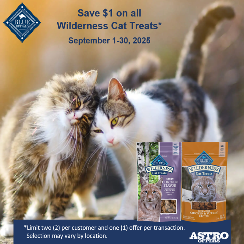 Astro | Blue Buffalo | $1.00 OFF Wilderness Cat Treats