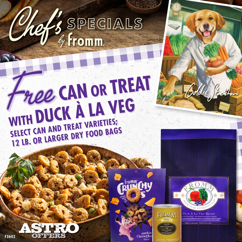 Astro | Fromm | FREE Select Can or Treat with Qualifying Duck A La Veg Purchase