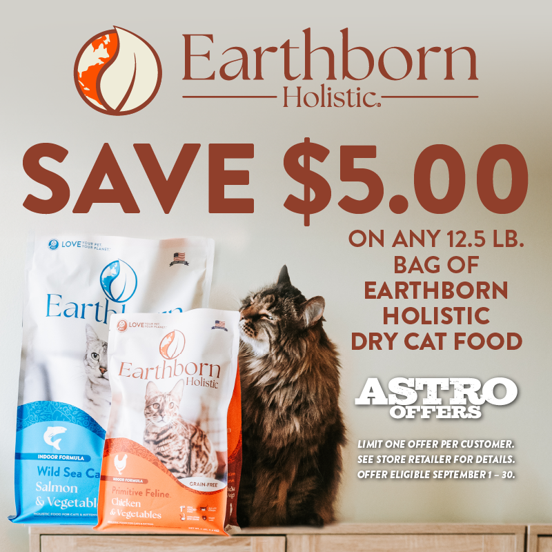 Astro | Earthborn Holistic | $5.00 OFF 12.5lb Earthborn Holistic Dry Cat Food