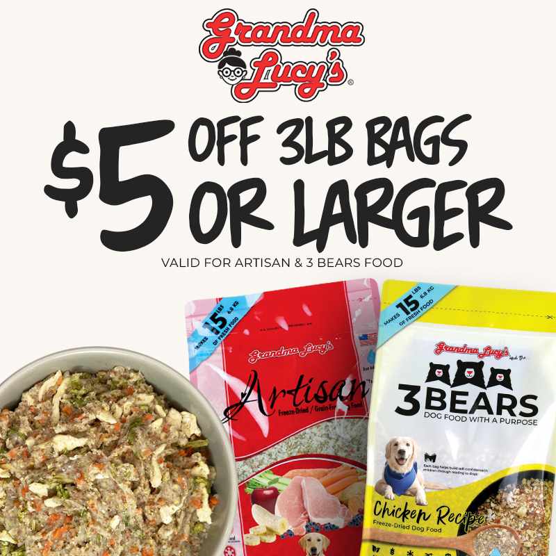 Astro | Grandma Lucy's | $5.00 OFF 3lb+ Artisan & 3 Bears Dog Food 