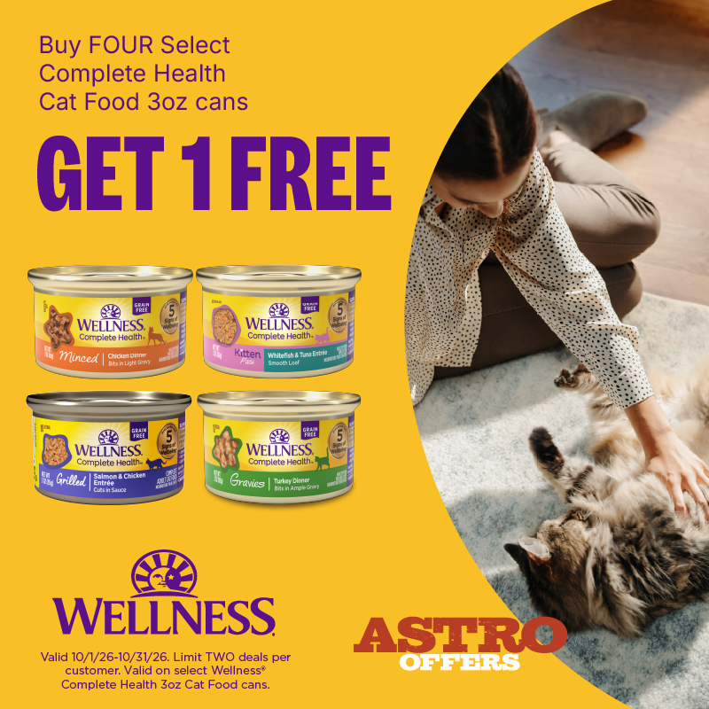 Astro | Wellness | Buy 4, Get 1 FREE on Select 3oz Complete Health Cat Cans