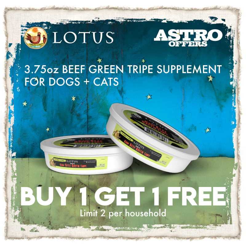 Astro | LOTUS | Buy 1, Get 1 FREE on 3.75oz Beef Green Tripe Supplement