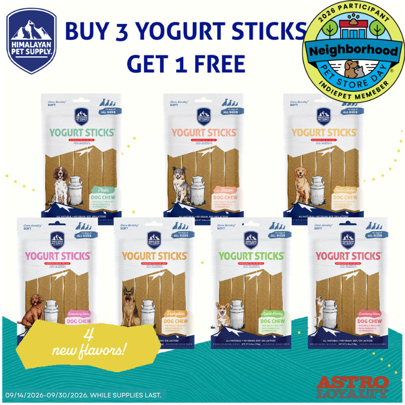 Astro | Himalayan Pet Supply | Neighborhood Pet Store Day | Buy 3, Get 1 FREE on Yogurt Sticks