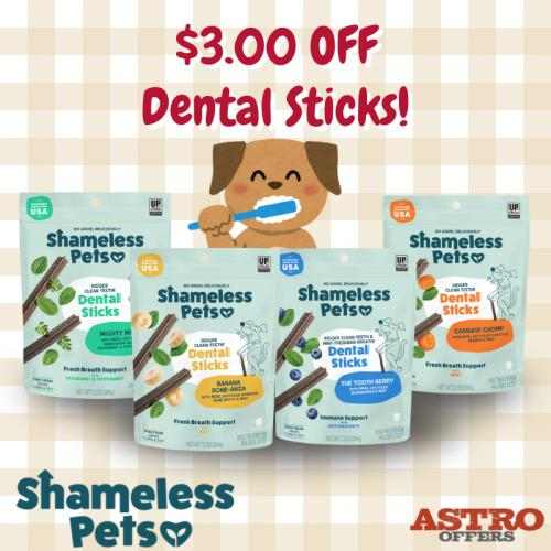 Astro | Shameless Pets | $3.00 OFF Dental Sticks