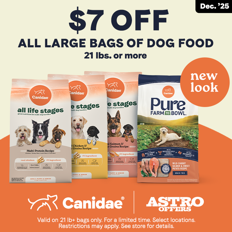 Astro | Canidae | $7.00 OFF Large Bags of Dry Dog Food