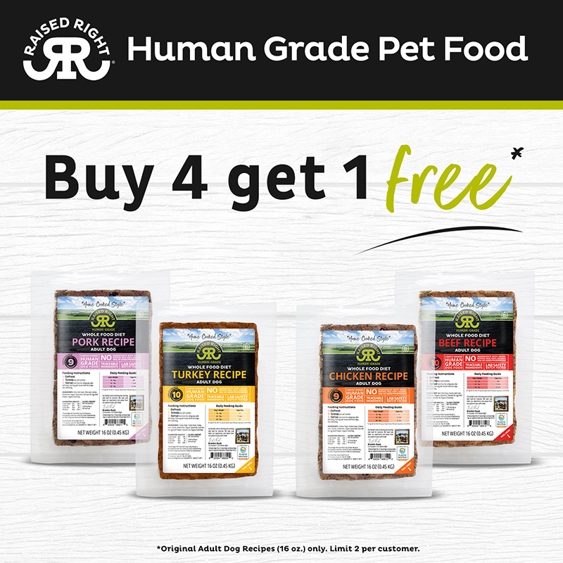 Astro | Raised Right | Buy 4, Get 1 FREE on 16oz Original Adult Dog Frozen Diets