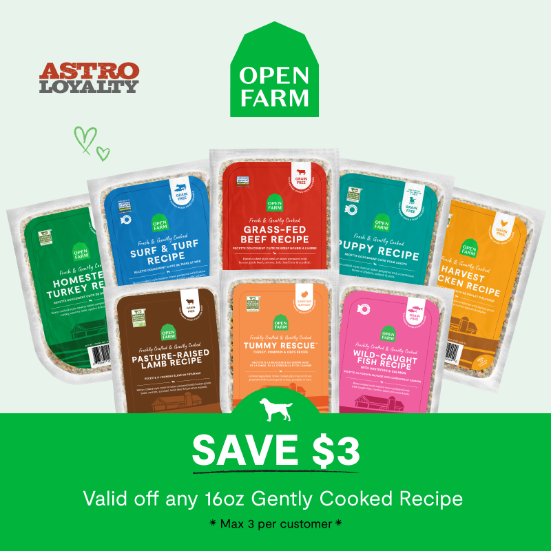 Astro | Open Farm | $3.00 OFF 16oz Gently Cooked Recipes