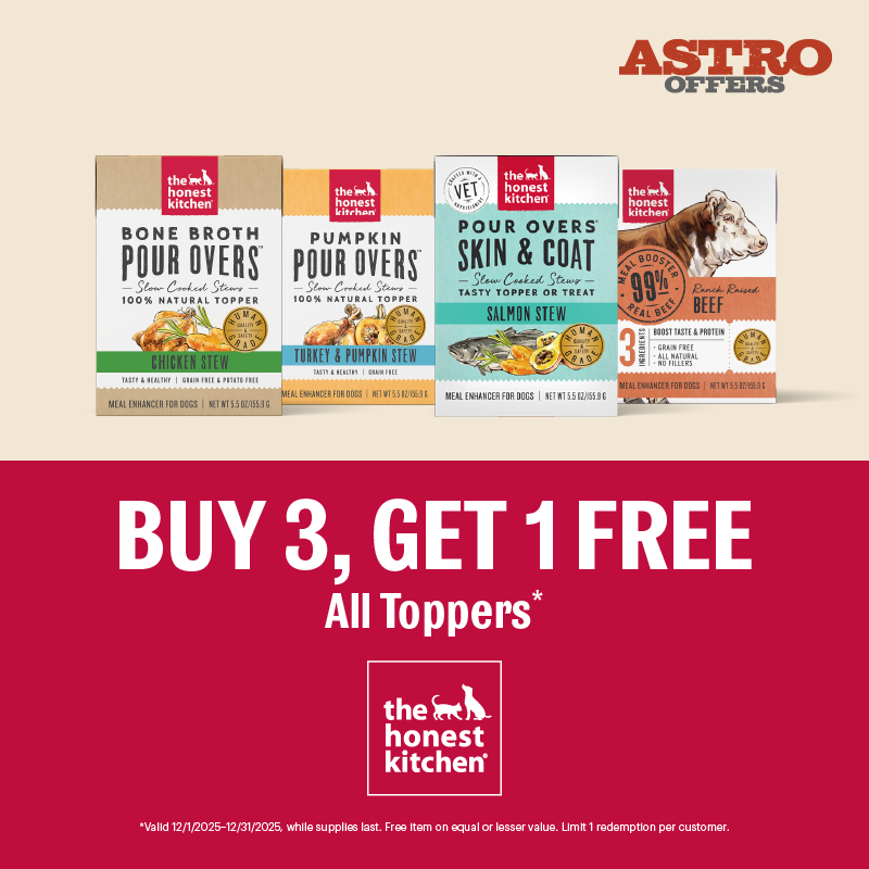 Astro | The Honest Kitchen | Buy 3, Get 1 FREE on Toppers for Dogs