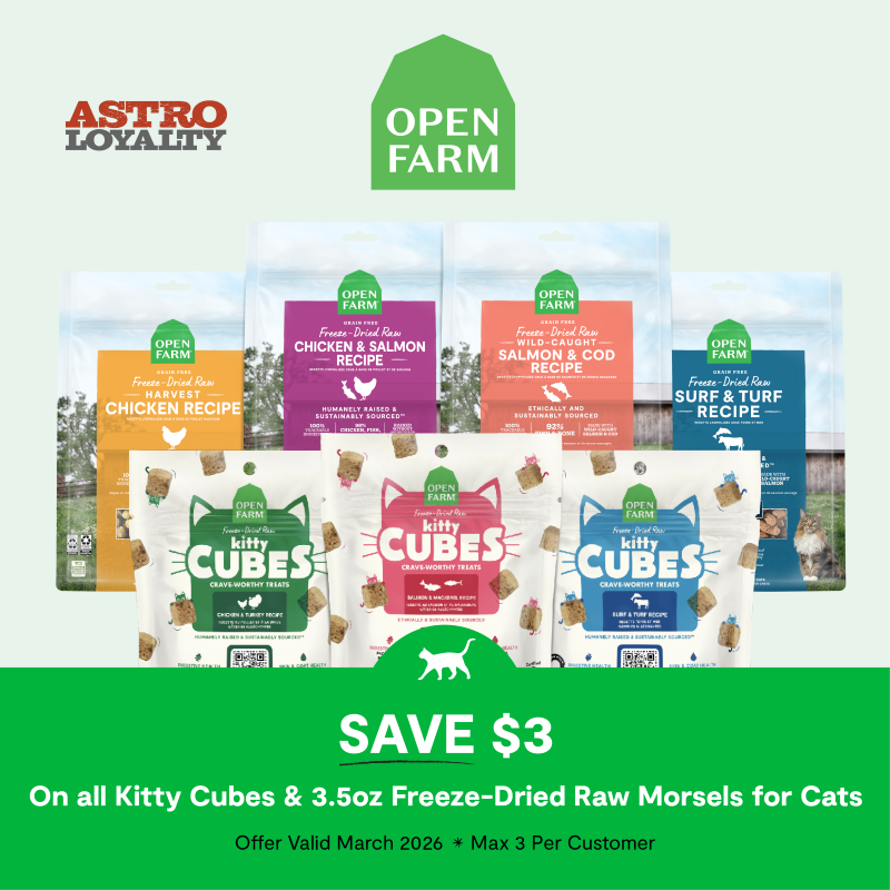 Astro | Open Farm | $3.00 OFF Select Freeze Dried Food & Treats for Cats