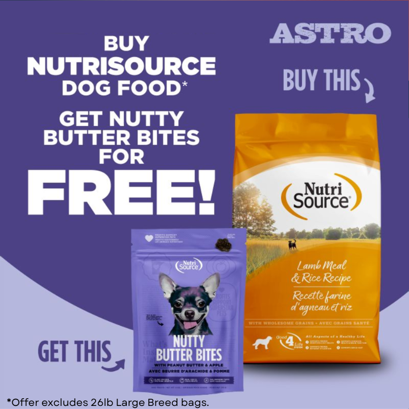 Astro | NutriSource | FREE Nutty Butter Treat with Qualifying Dog Kibble Purchase!