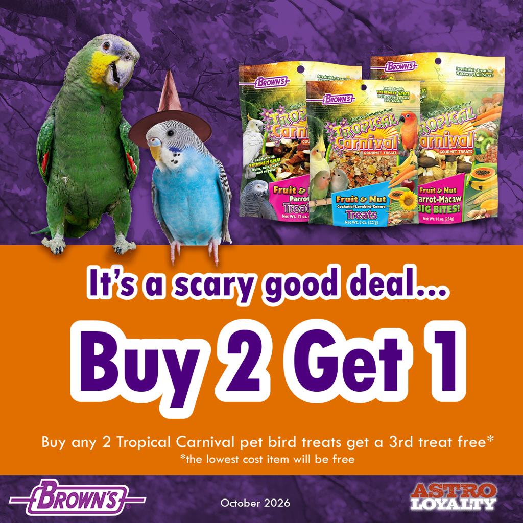 Astro | FM Brown's | Buy 2, Get 1 FREE on Tropical Carnival Bird Treats