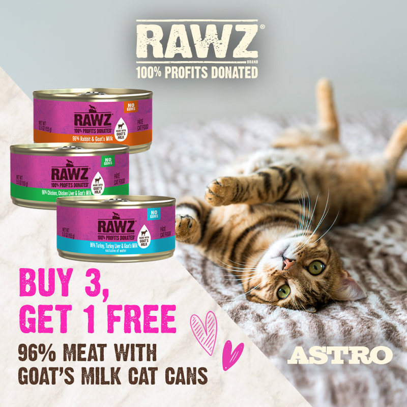 Astro | RAWZ | Buy 3, Get 1 FREE on 96% Cat Pate with Goat's Milk Cans