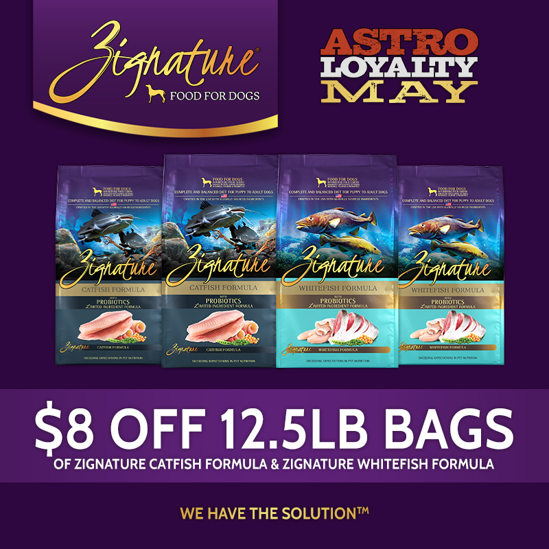 Astro | Zignature | $8.00 OFF 12.5lb Catfish & Whitefish Formulas