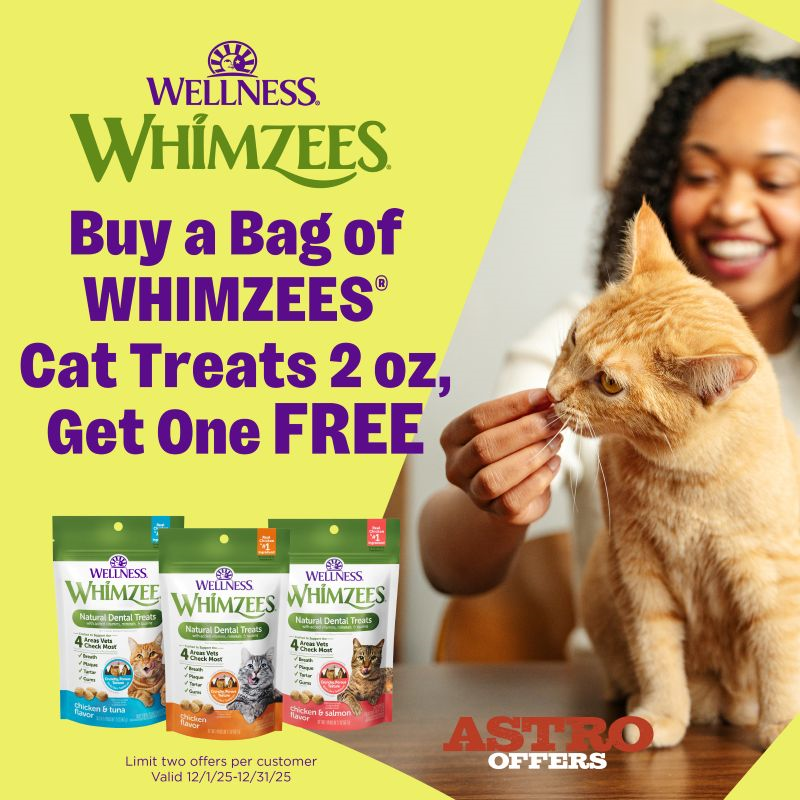 Astro | WHIMZEES | Buy 1, Get 1 FREE on 2oz Cat Dental Treat Bags
