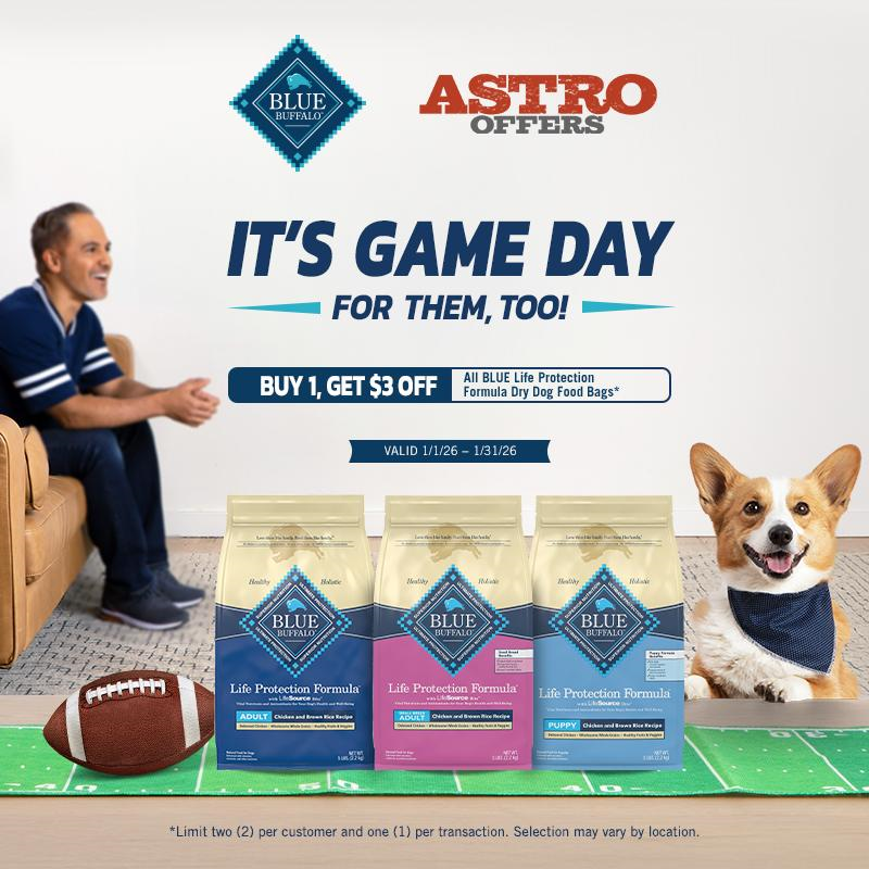 Astro | Blue Buffalo | $3.00 OFF Blue Buffalo Life Protection Dry Dog Food