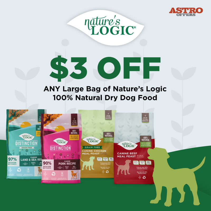 Astro | Nature's Logic | $3.00 OFF Large Bags of Dog Kibble