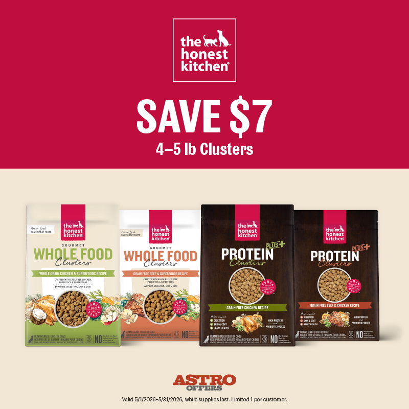 Astro | The Honest Kitchen | $7.00 OFF 4lb to 5lb Clusters