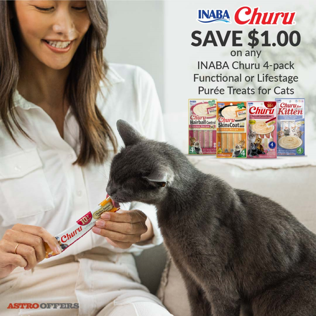 Astro | Inaba Pet Foods | $1.00 OFF Functional and Lifestage Churu 4-Pack Purees