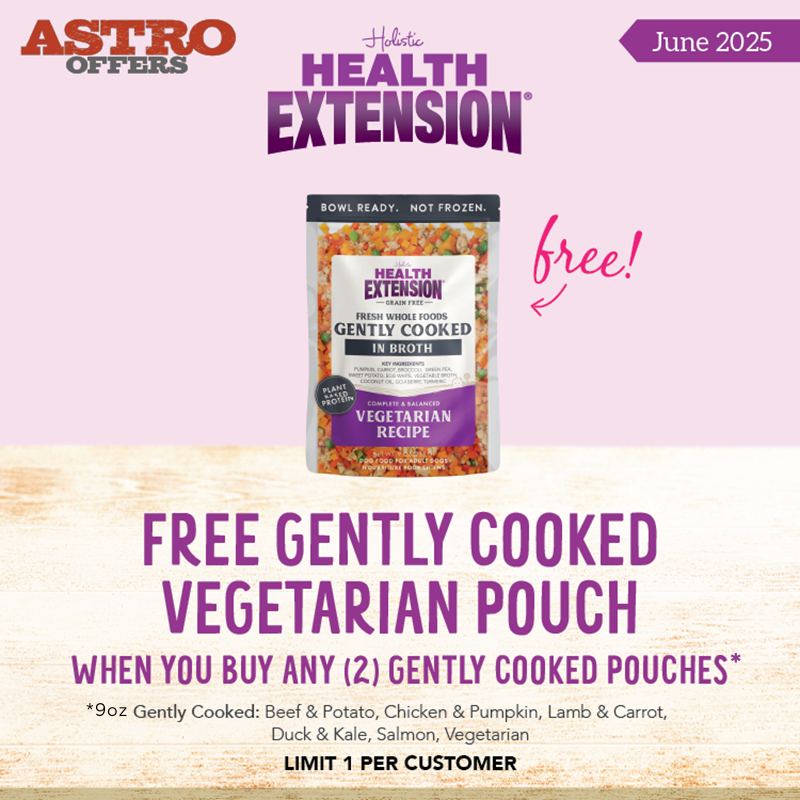Astro | Health Extension | FREE 9oz Vegetarian Gently Cooked Pouch with Qualifying Purchase