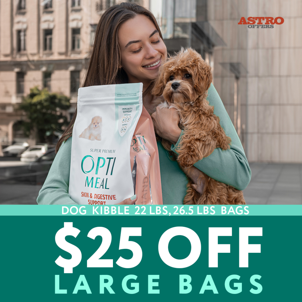 Astro | Optimeal | $25.00 OFF on Large Dog Kibble Bags