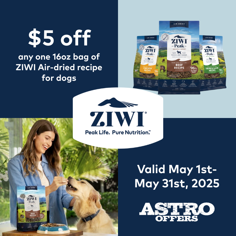 Astro | ZIWI | $5.00 OFF 16oz Air-Dried Dog Recipes