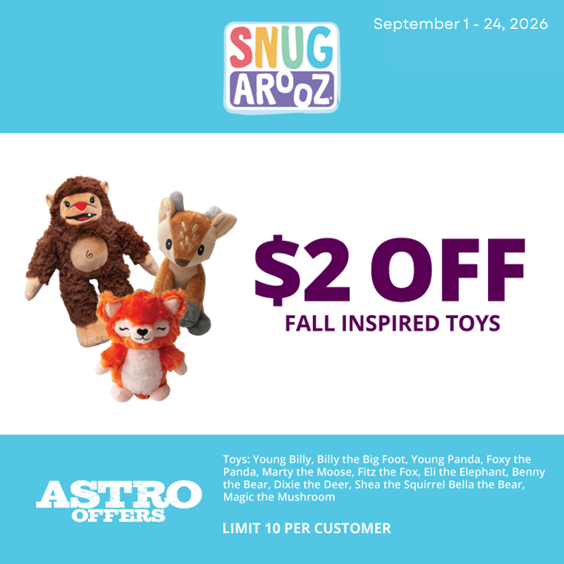 Astro | Snugarooz | $2.00 OFF Select Fall Toys