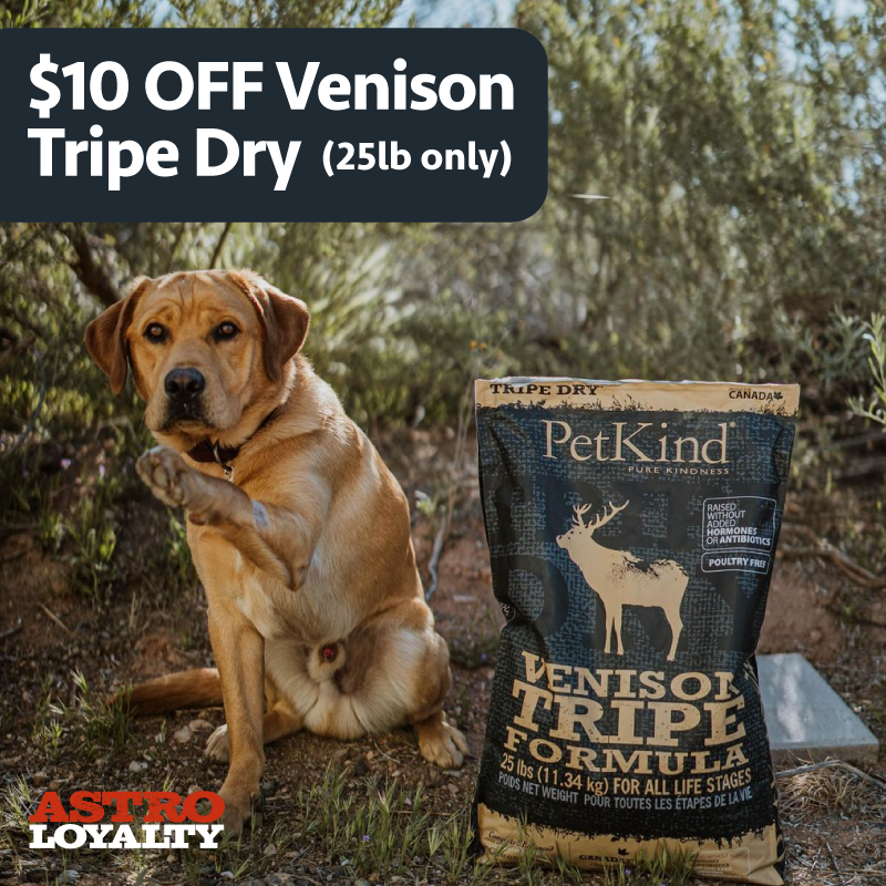 Astro | PetKind | $10.00 OFF 25lb Venison Tripe Dry