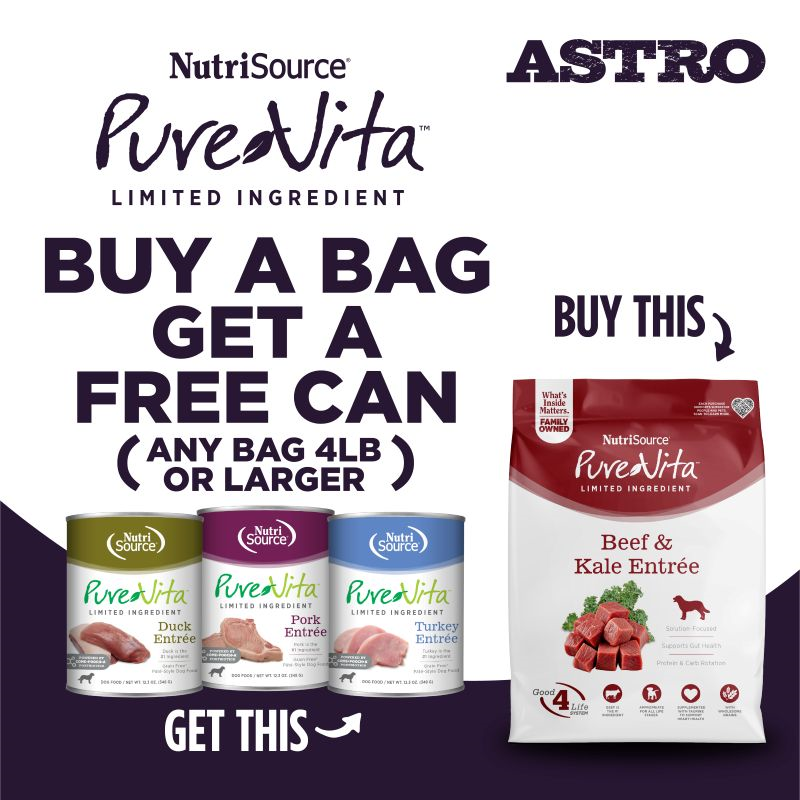 Astro | PureVita | Buy Dog Kibble, Get a FREE Dog Can 